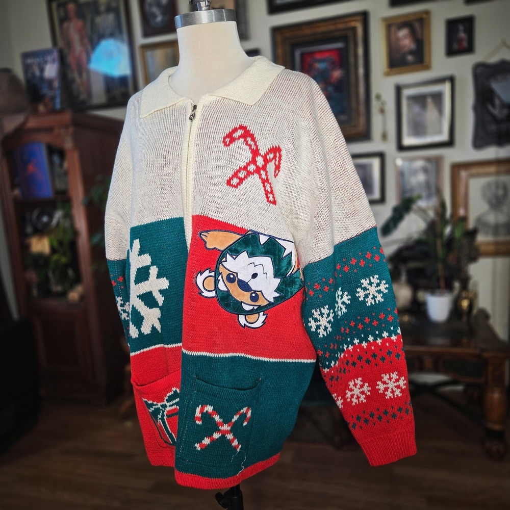 Star Wars Spirit Jersey Ewok Holiday Christmas‎ Zip Up Cardigan Sweater XL New